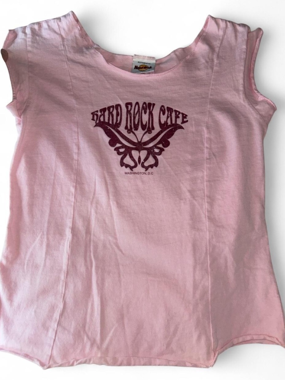 Y2K 100% Cotton Vintage Hard Rock Cafe pink baby tee. Size LG.